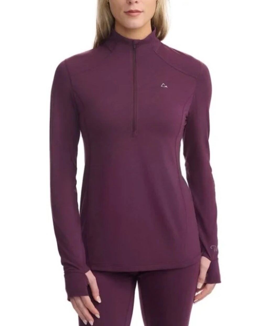 Paradox Women’s L Quarter Zip Pullover Merino Wool Blend Base Layer Burgundy